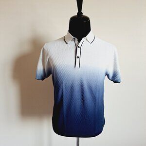NEW Lorenzoni Men's Italian 100% Cotton White Blue Polo Shirt S, M